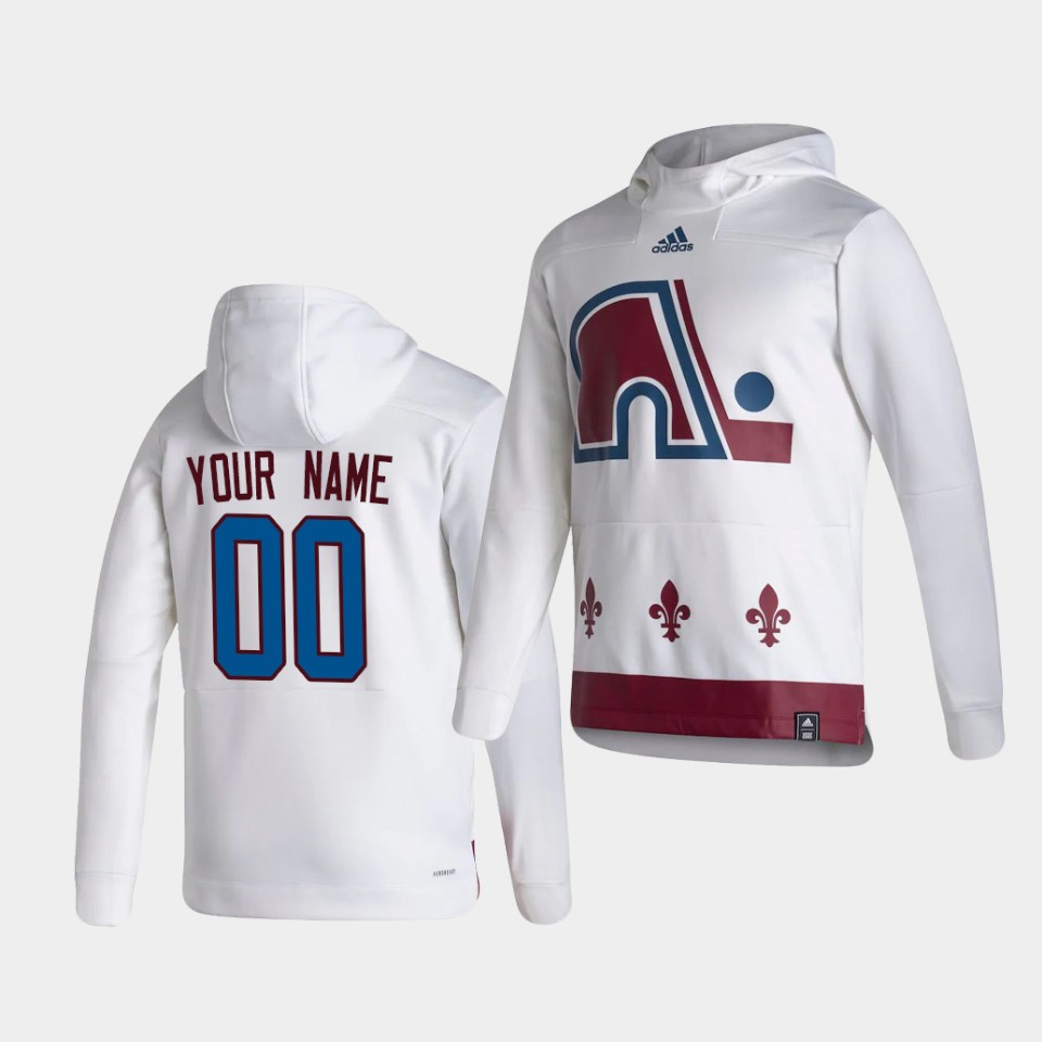 Men Colorado Avalanche #00 Your name White NHL 2021 Adidas Pullover Hoodie Jersey->colorado avalanche->NHL Jersey
